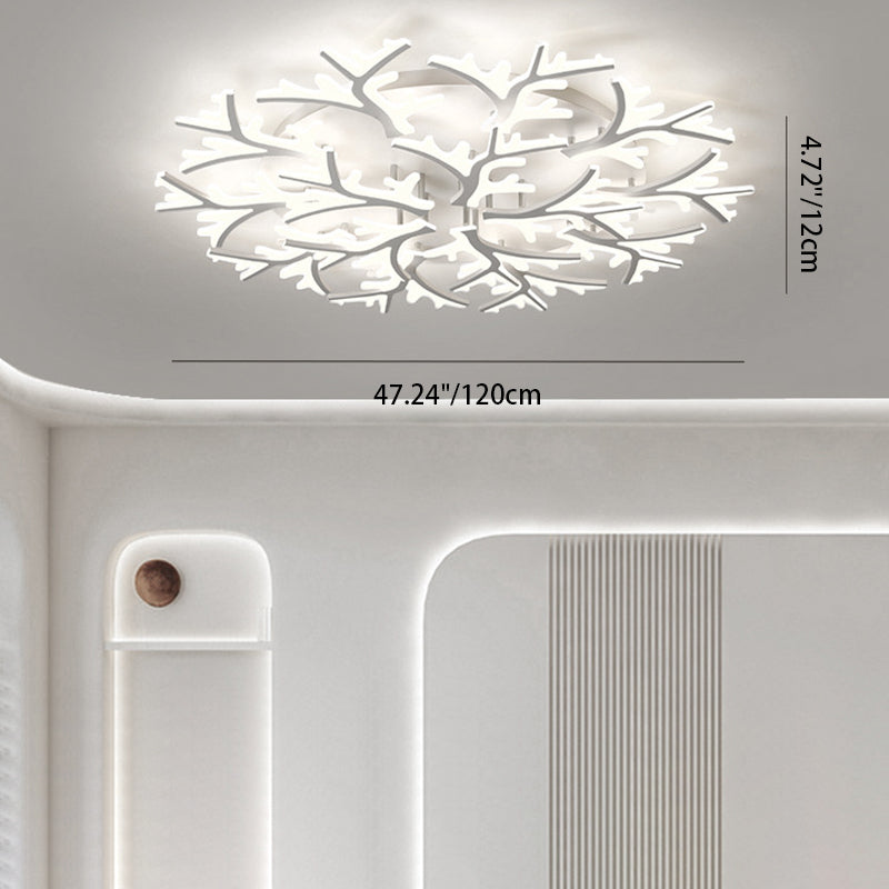 Contemporary Snowflake LED Ceiling Light - Iron Acrylic Semi-Flush Mount for Bedroom