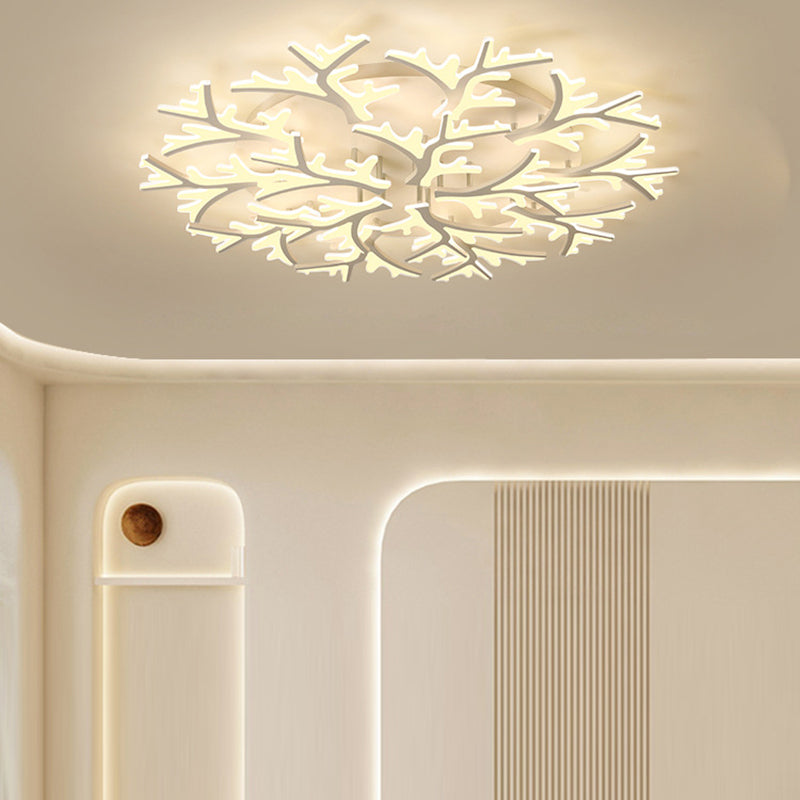 Contemporary Snowflake LED Ceiling Light - Iron Acrylic Semi-Flush Mount for Bedroom