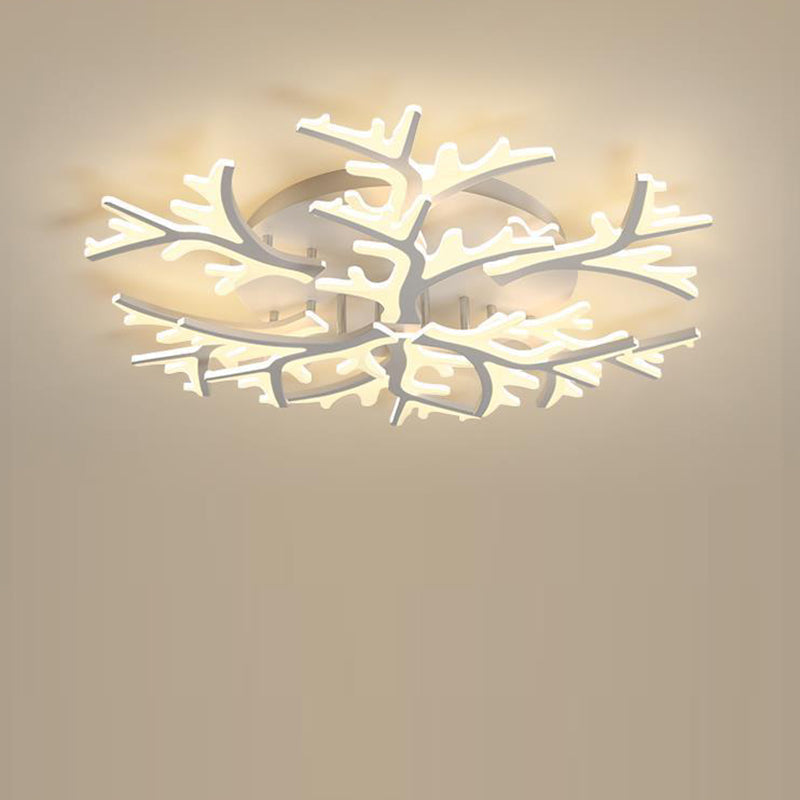 Contemporary Snowflake LED Ceiling Light - Iron Acrylic Semi-Flush Mount for Bedroom