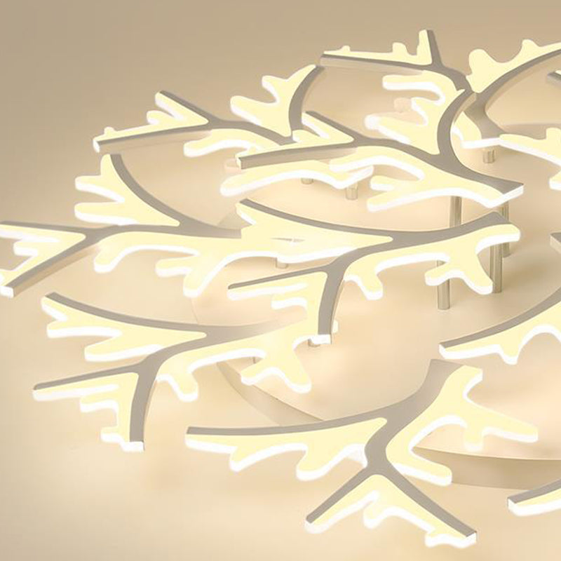 Contemporary Snowflake LED Ceiling Light - Iron Acrylic Semi-Flush Mount for Bedroom