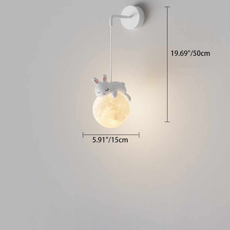 Contemporary Creative Kids Rabbit Bear Animal Iron Resin PLA 1-Light Wall Sconce Lamp Bedroom Nursery Decor Lighting Fixture Fun Playful Design Kids Room Illumination Animal Theme Home Lighting Creative Decor Cute Rabbit Bear Wall Light Children's Room Wa