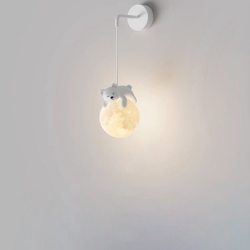 Contemporary Creative Kids Rabbit Bear Animal Iron Resin PLA 1-Light Wall Sconce Lamp Bedroom Nursery Decor Lighting Fixture Fun Playful Design Kids Room Illumination Animal Theme Home Lighting Creative Decor Cute Rabbit Bear Wall Light Children's Room Wa
