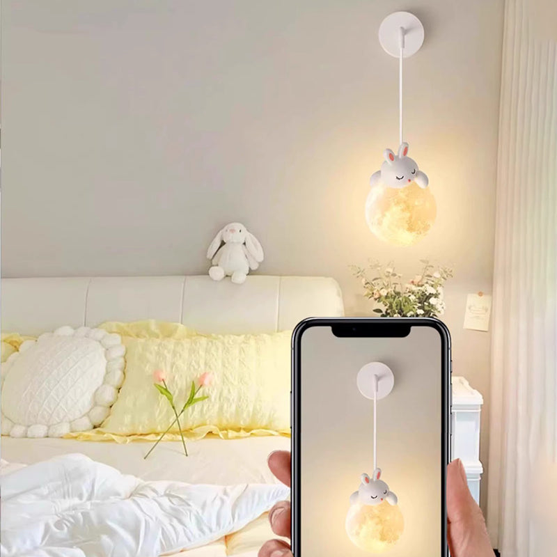 Contemporary Creative Kids Rabbit Bear Animal Iron Resin PLA 1-Light Wall Sconce Lamp Bedroom Nursery Decor Lighting Fixture Fun Playful Design Kids Room Illumination Animal Theme Home Lighting Creative Decor Cute Rabbit Bear Wall Light Children's Room Wa