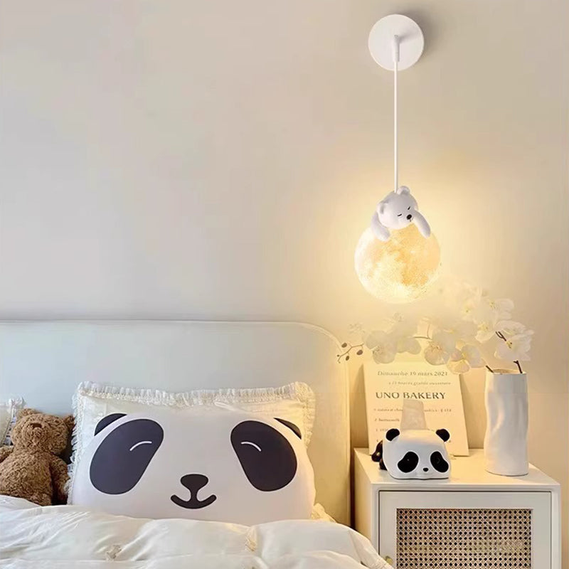 Contemporary Creative Kids Rabbit Bear Animal Iron Resin PLA 1-Light Wall Sconce Lamp Bedroom Nursery Decor Lighting Fixture Fun Playful Design Kids Room Illumination Animal Theme Home Lighting Creative Decor Cute Rabbit Bear Wall Light Children's Room Wa