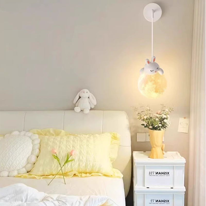 Contemporary Creative Kids Rabbit Bear Animal Iron Resin PLA 1-Light Wall Sconce Lamp Bedroom Nursery Decor Lighting Fixture Fun Playful Design Kids Room Illumination Animal Theme Home Lighting Creative Decor Cute Rabbit Bear Wall Light Children's Room Wa