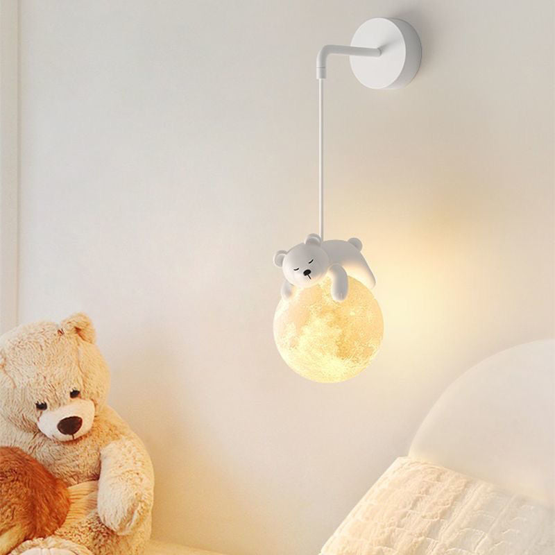 Contemporary Creative Kids Rabbit Bear Animal Iron Resin PLA 1-Light Wall Sconce Lamp Bedroom Nursery Decor Lighting Fixture Fun Playful Design Kids Room Illumination Animal Theme Home Lighting Creative Decor Cute Rabbit Bear Wall Light Children's Room Wa