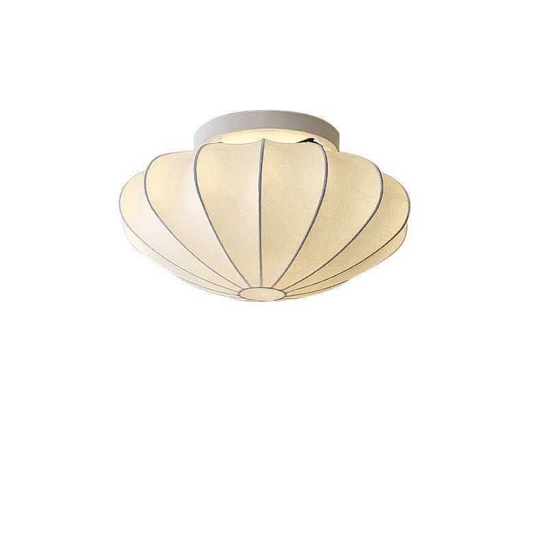 Traditional Japanese Bell Shape Metal Silk Semi-Flush Ceiling Light – 1/3-Light Living Room Fixture