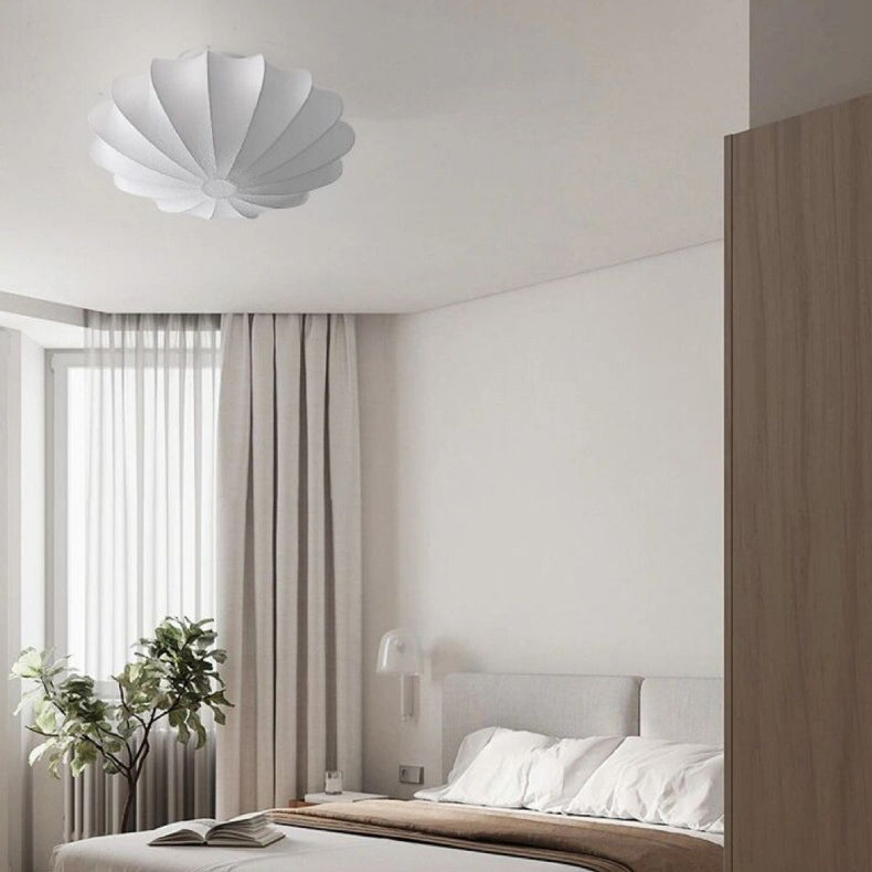 Traditional Japanese Bell Shape Metal Silk Semi-Flush Ceiling Light – 1/3-Light Living Room Fixture