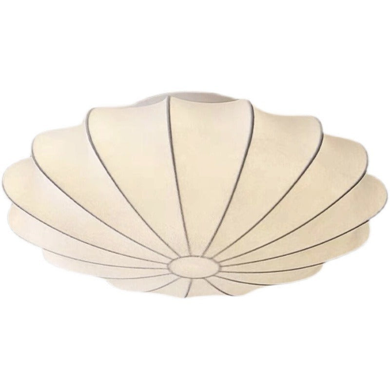 Traditional Japanese Bell Shape Metal Silk Semi-Flush Ceiling Light – 1/3-Light Living Room Fixture
