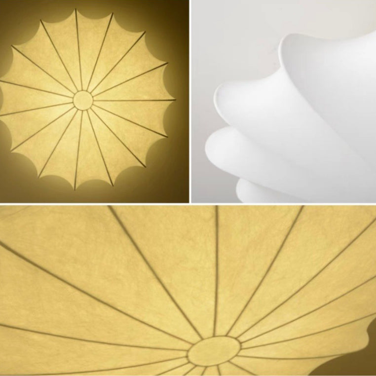 Traditional Japanese Bell Shape Metal Silk Semi-Flush Ceiling Light – 1/3-Light Living Room Fixture