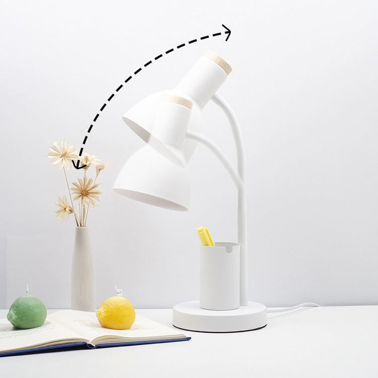 Modern Minimalist Iron Wood Adjustable Angle Table Lamp - Study Lighting 1-Light Design