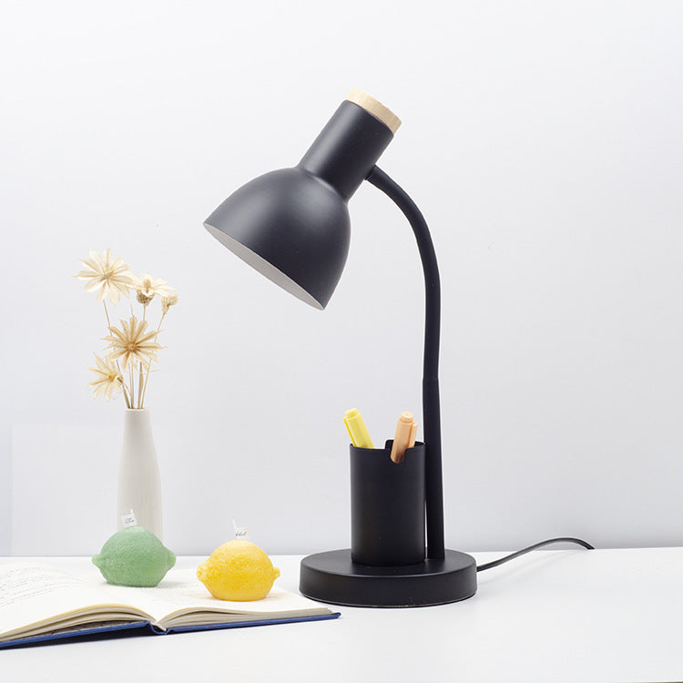 Modern Minimalist Iron Wood Adjustable Angle Table Lamp - Study Lighting 1-Light Design