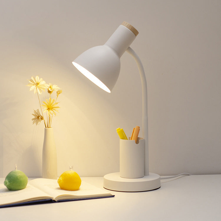 Modern Minimalist Iron Wood Adjustable Angle Table Lamp - Study Lighting 1-Light Design