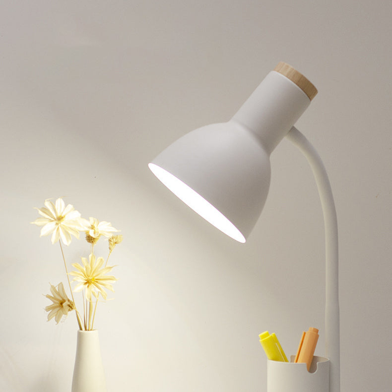 Modern Minimalist Iron Wood Adjustable Angle Table Lamp - Study Lighting 1-Light Design