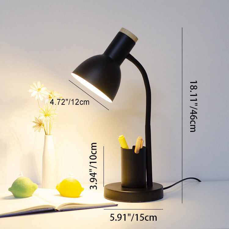 Modern Minimalist Iron Wood Adjustable Angle Table Lamp - Study Lighting 1-Light Design
