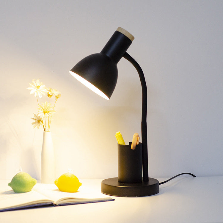 Modern Minimalist Iron Wood Adjustable Angle Table Lamp - Study Lighting 1-Light Design
