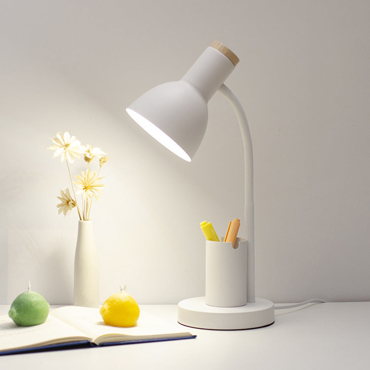 Modern Minimalist Iron Wood Adjustable Angle Table Lamp - Study Lighting 1-Light Design