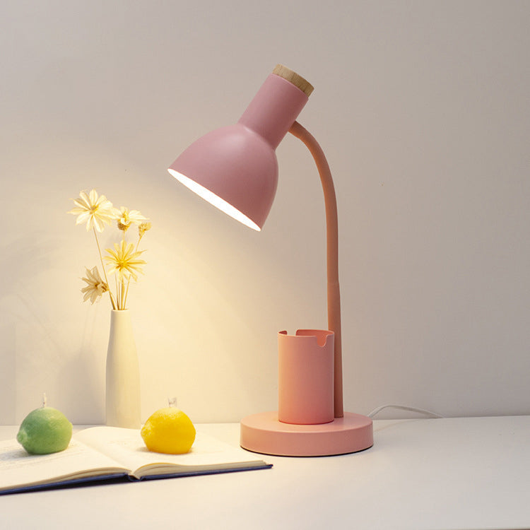 Modern Minimalist Iron Wood Adjustable Angle Table Lamp - Study Lighting 1-Light Design
