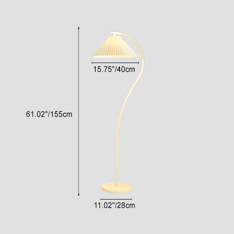 Modern Minimalist Pleated Fabric Iron Floor Lamp for Living Room