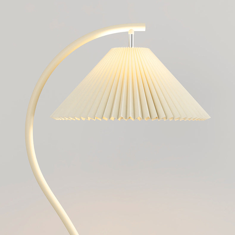 Modern Minimalist Pleated Fabric Iron Floor Lamp for Living Room