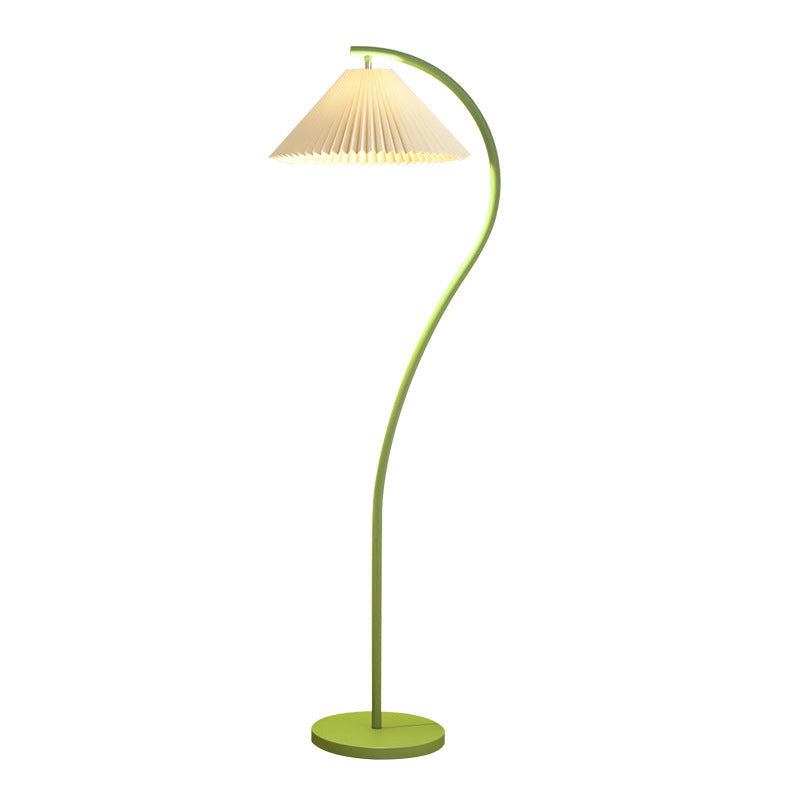 Modern Minimalist Pleated Fabric Iron Floor Lamp for Living Room