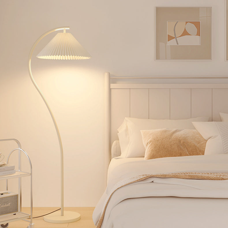 Modern Minimalist Pleated Fabric Iron Floor Lamp for Living Room