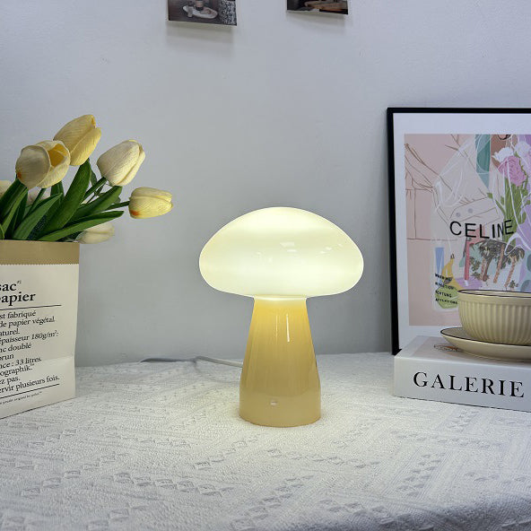 Contemporary Nordic Mushroom Glass USB LED Table Lamp for Bedroom
