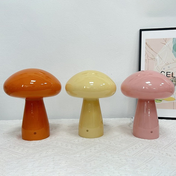 Contemporary Nordic Mushroom Shape Glass USB LED Table Lamp for Bedroom, Modern Night Light, Stylish Home Decor, Warm White Light Desk Lamp, Aesthetic Room Lighting, USB Powered Bedside Lamp, Unique Gift Idea for Teens and Adults