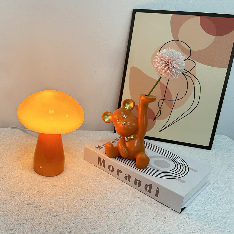Contemporary Nordic Mushroom Glass USB LED Table Lamp for Bedroom