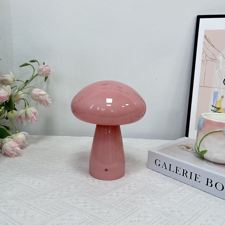 Contemporary Nordic Mushroom Glass USB LED Table Lamp for Bedroom