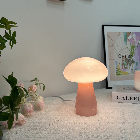 Contemporary Nordic Mushroom Glass USB LED Table Lamp for Bedroom