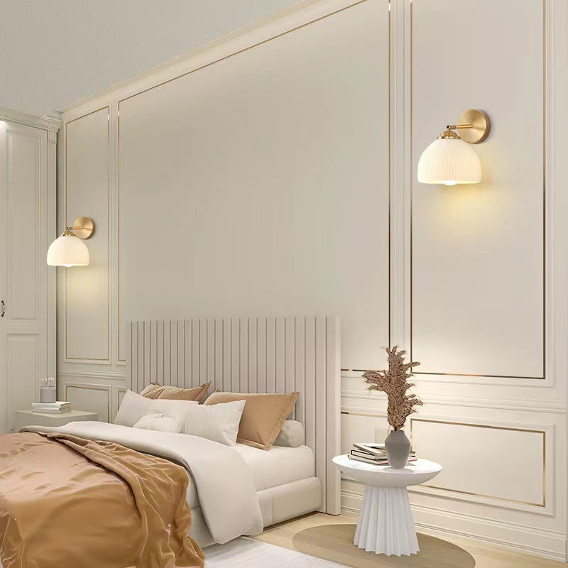 Traditional French Pull Switch Glass Shade Wall Sconce 1-Light Lamp