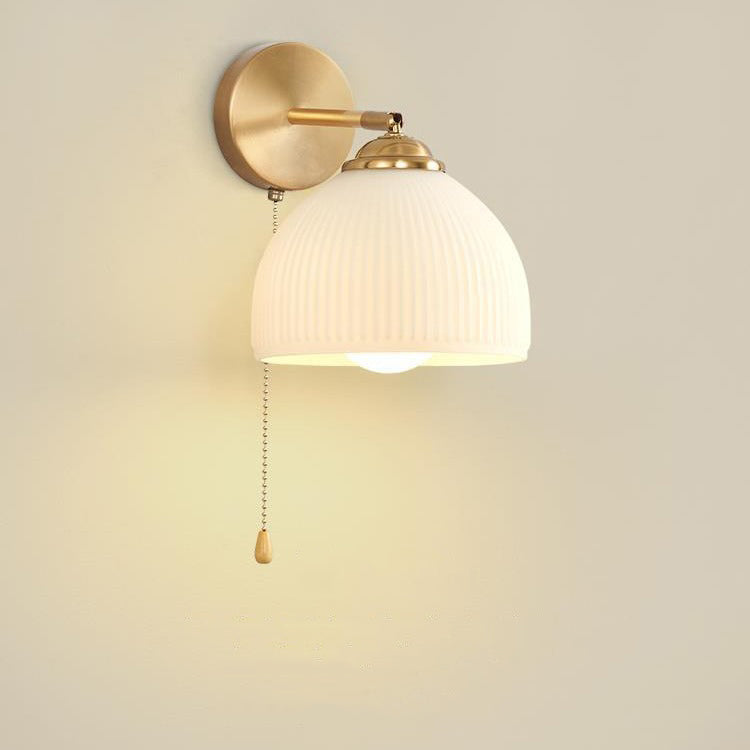 Traditional French Pull Switch Glass Shade Wall Sconce 1-Light Lamp
