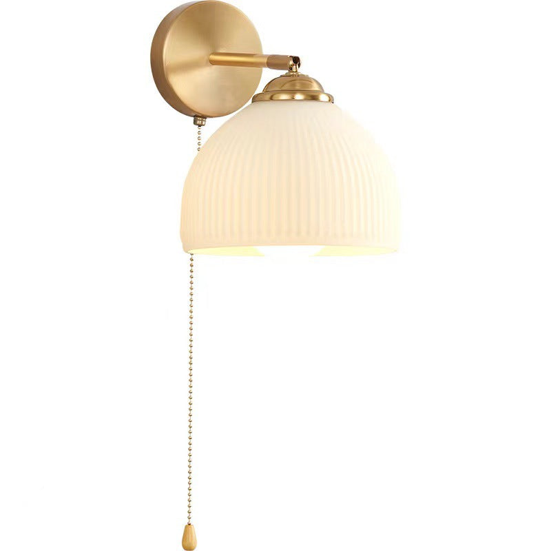 Traditional French Pull Switch Glass Shade Wall Sconce 1-Light Lamp