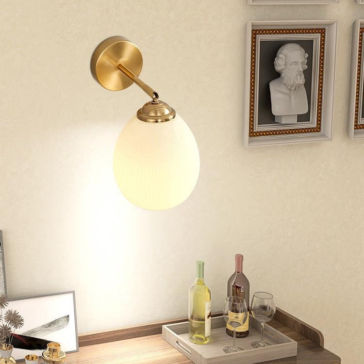 Traditional French Pull Switch Glass Shade Wall Sconce 1-Light Lamp