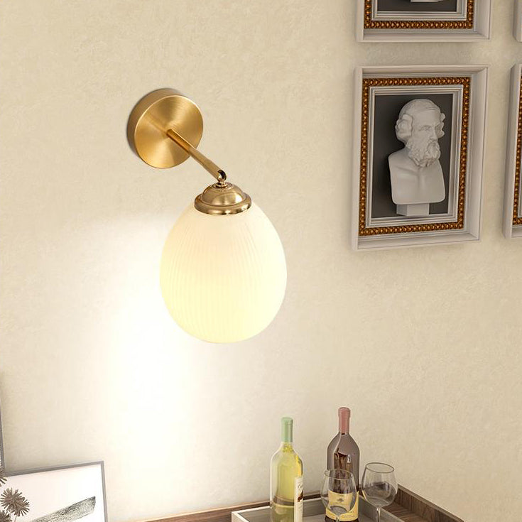 Traditional French Pull Switch Glass Shade Wall Sconce 1-Light Lamp