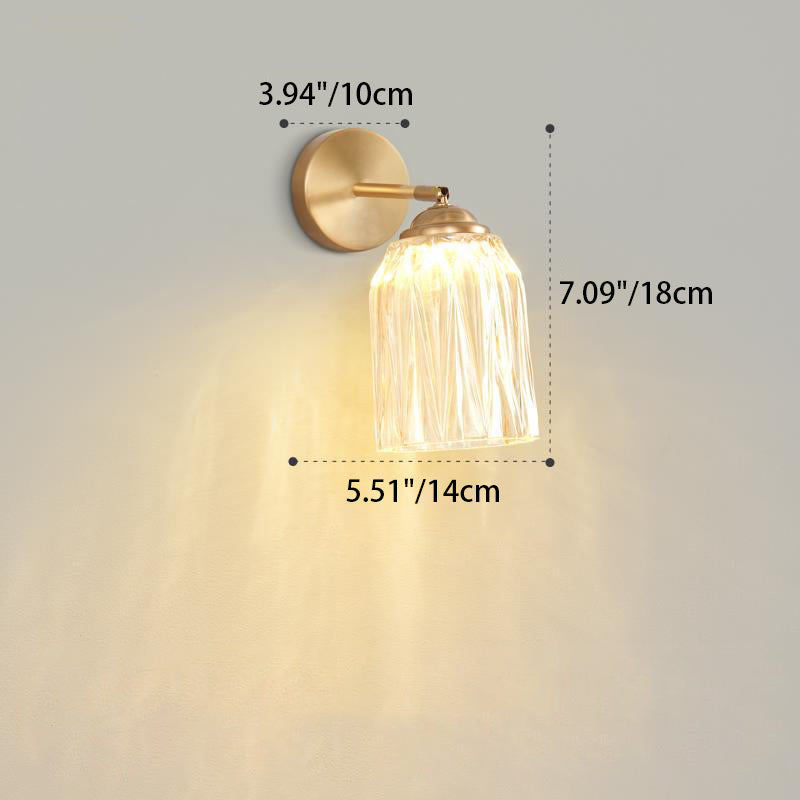 Traditional French Pull Switch Glass Shade Wall Sconce 1-Light Lamp