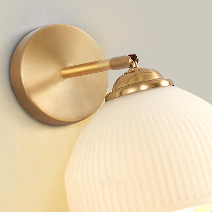 Traditional French Pull Switch Glass Shade Wall Sconce 1-Light Lamp