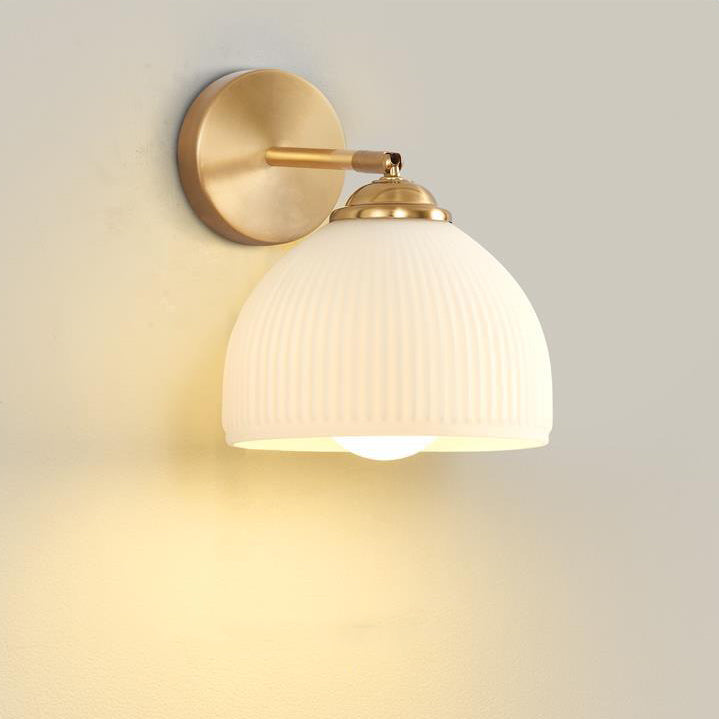 Traditional French Pull Switch Glass Shade Wall Sconce 1-Light Lamp