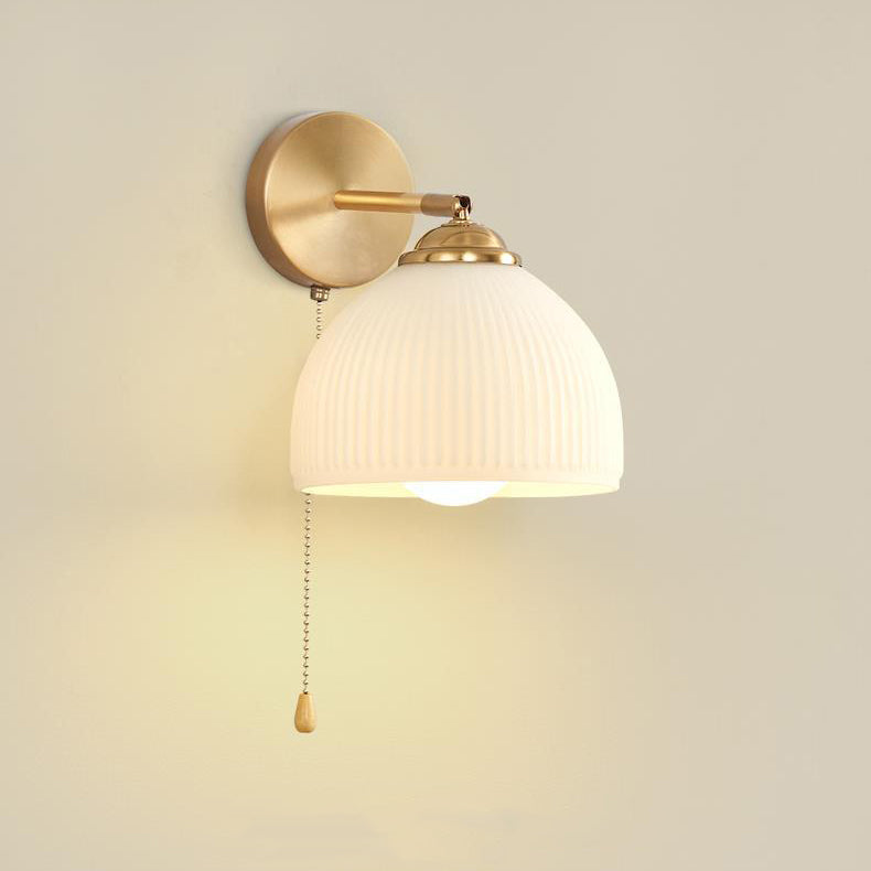 Traditional French Pull Switch Glass Shade Wall Sconce 1-Light Lamp
