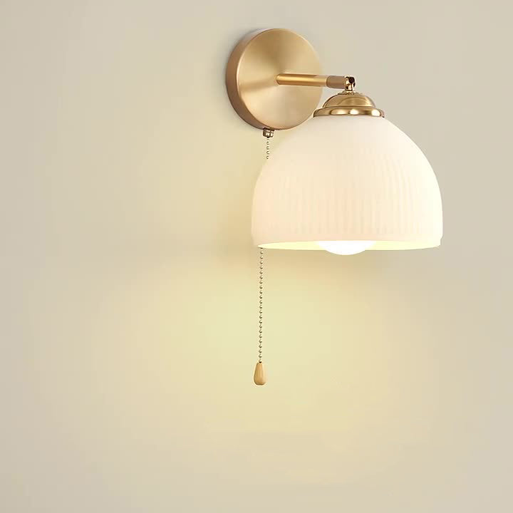 Traditional French Pull Switch Glass Shade Wall Sconce 1-Light Lamp