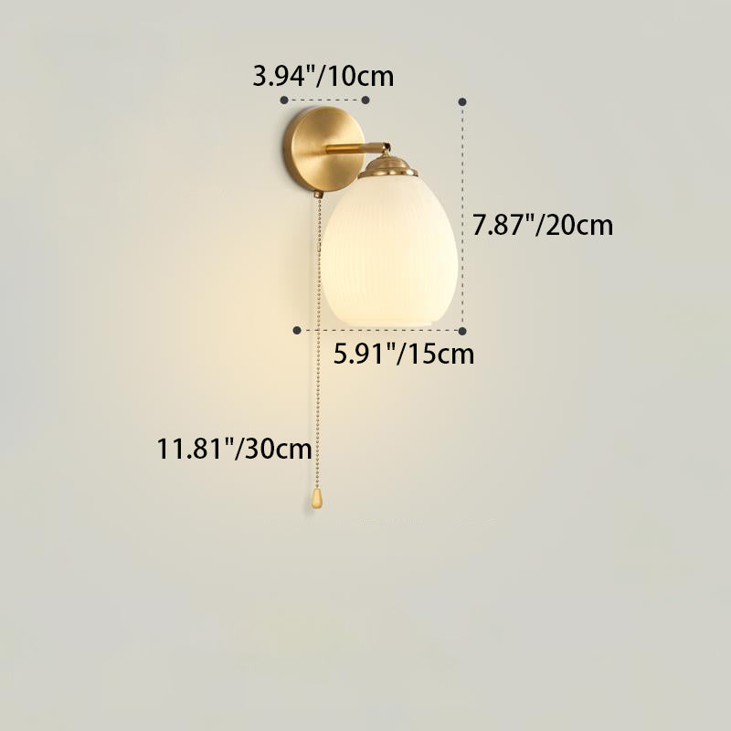 Traditional French Pull Switch Glass Shade Wall Sconce 1-Light Lamp