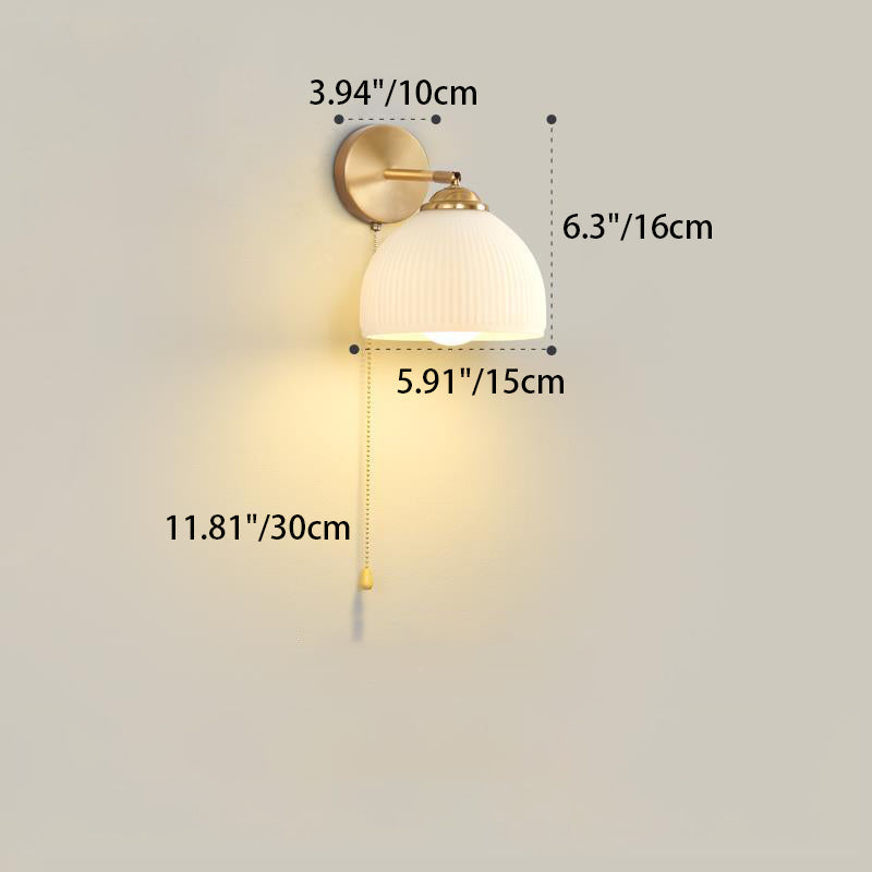 Traditional French Pull Switch Glass Shade Wall Sconce 1-Light Lamp