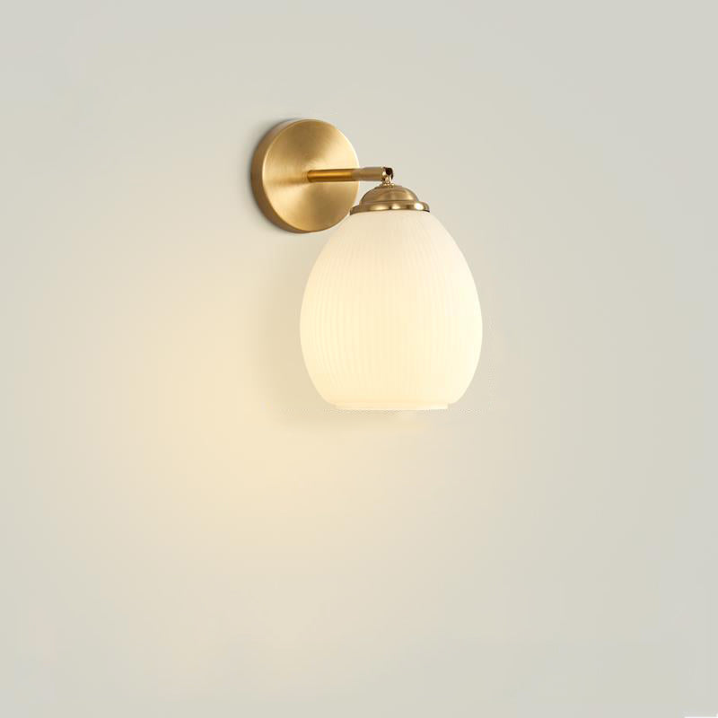 Traditional French Pull Switch Glass Shade Wall Sconce 1-Light Lamp