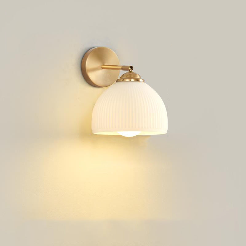 Traditional French Pull Switch Glass Shade Wall Sconce 1-Light Lamp