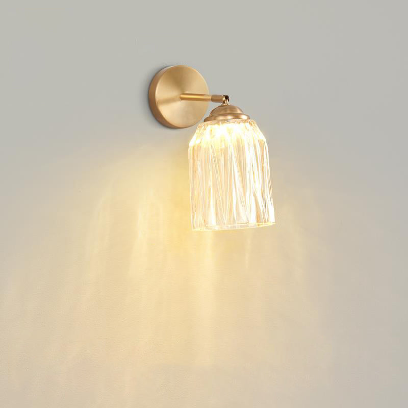 Traditional French Pull Switch Glass Shade Wall Sconce 1-Light Lamp