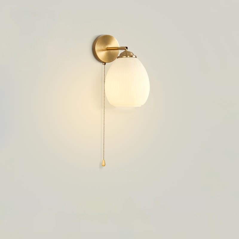 Traditional French Pull Switch Glass Shade Wall Sconce 1-Light Lamp