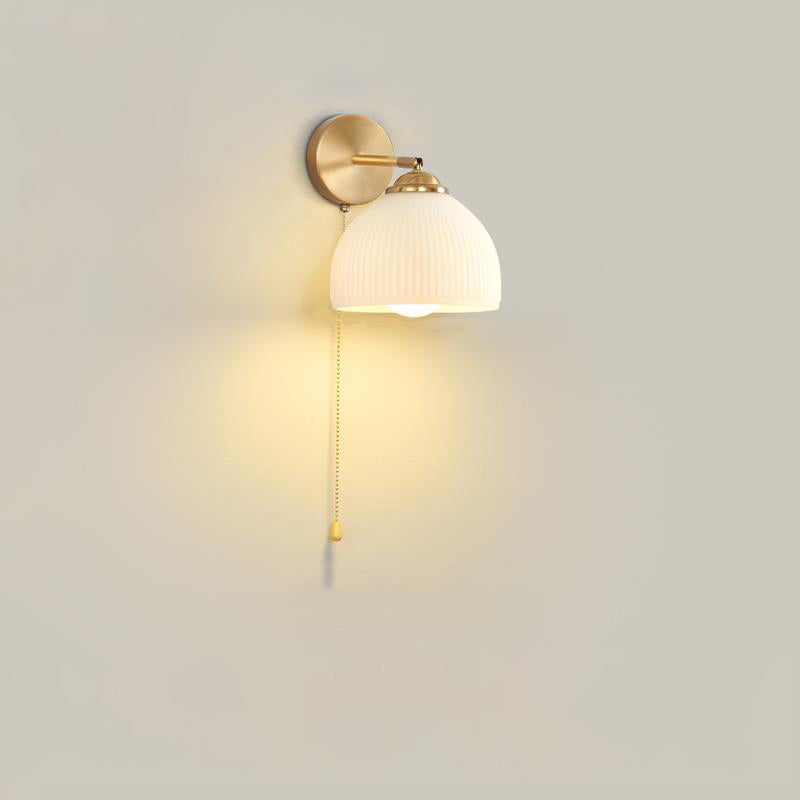 Traditional French Pull Switch Glass Shade Wall Sconce 1-Light Lamp