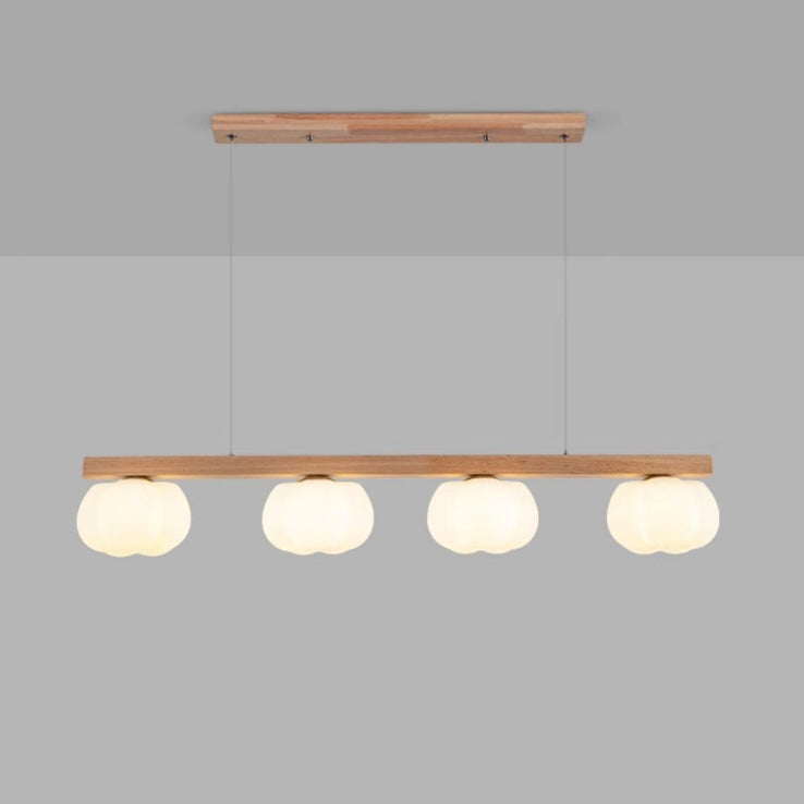 Nordic Linear Cotton Wood Chandelier 3/4-Light Island Pendant for Dining Room