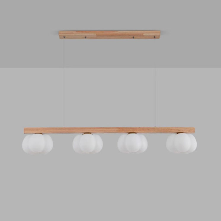 Nordic Linear Cotton Wood Chandelier 3/4-Light Island Pendant for Dining Room